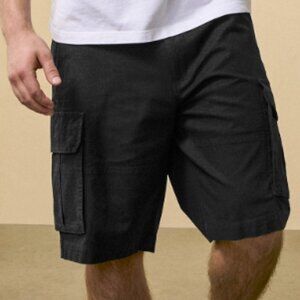 CSG Men’s Black Cargo Shorts | Size 38 | 100% Cotton, Relaxed Fit